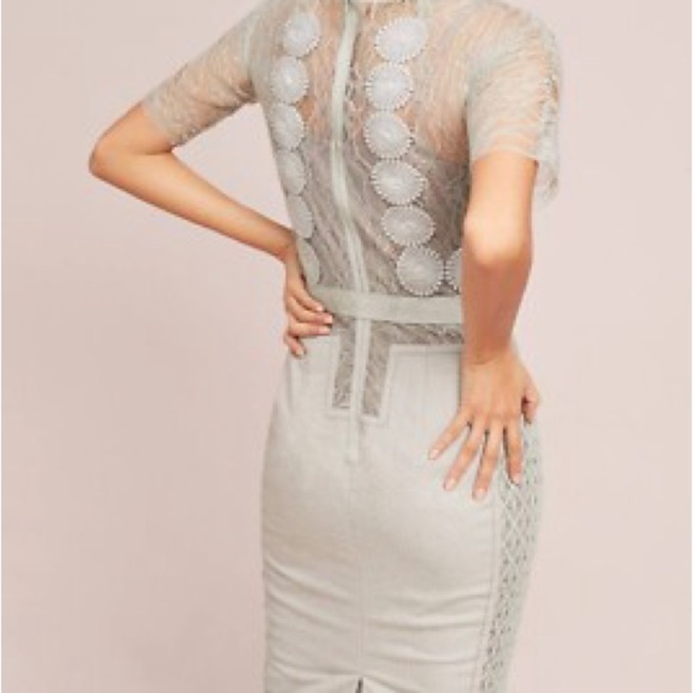 NWT Anthropologie Gray Lace Midi Dress | 0 - Picture 2 of 5